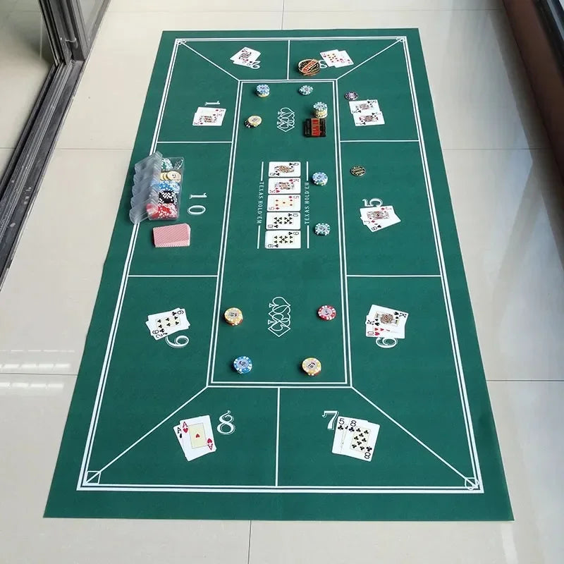 180x90cm Non-Woven Casino Tablecloth – Texas Hold'em Poker Game Mat for Home Party & Entertainment