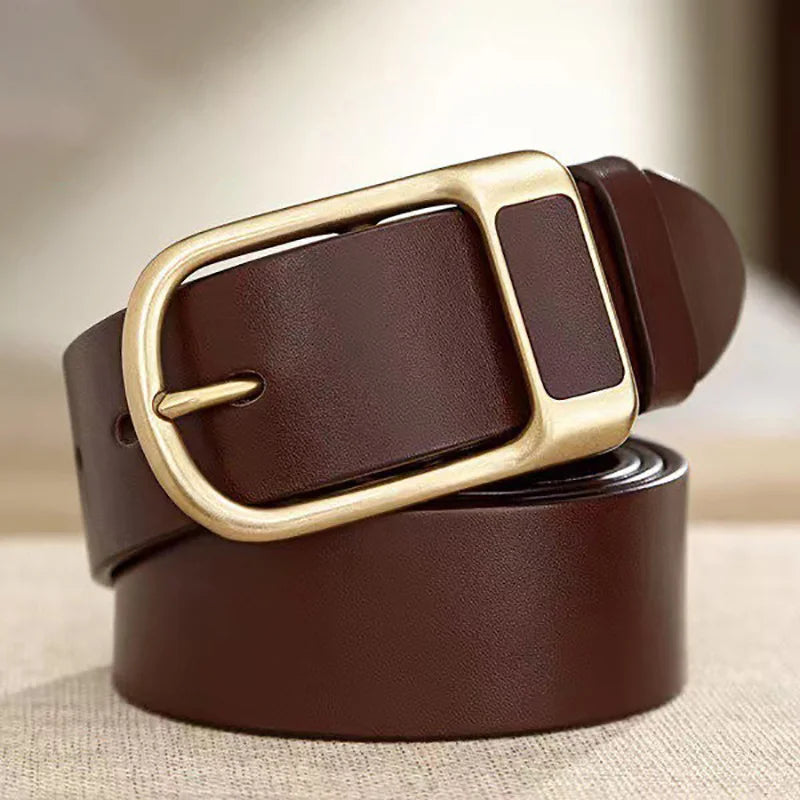 Genuine Leather Men's Belt – High-Quality Buckle, Cowskin Casual & Business Waistband, Fashion Designer 2022 New