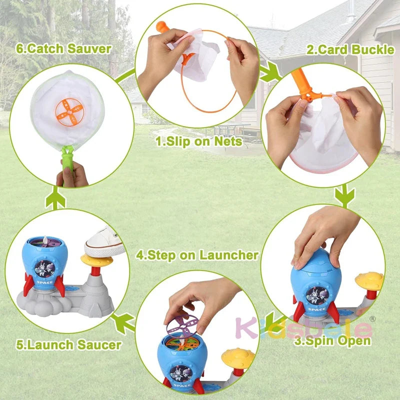 Rocket Butterfly Catching Game – Outdoor Summer Yard Toy with Foot Pedal Catapult for Toddlers