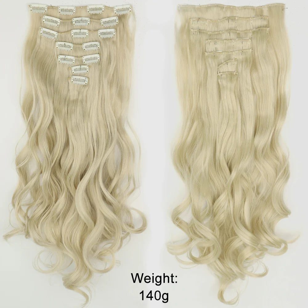 Women’s 7Pcs Hair Extensions with 16 Clips – Natural Black Straight Ombre Hairpiece