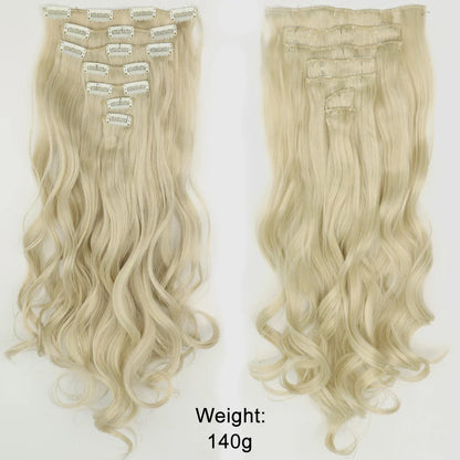 Women’s 7Pcs Hair Extensions with 16 Clips – Natural Black Straight Ombre Hairpiece
