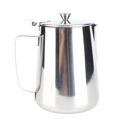 Stainless Steel Coffee Mug & Milk Frothing Pitcher with Lid – Latte Art Barista Cup for Coffee & Milk Drinks
