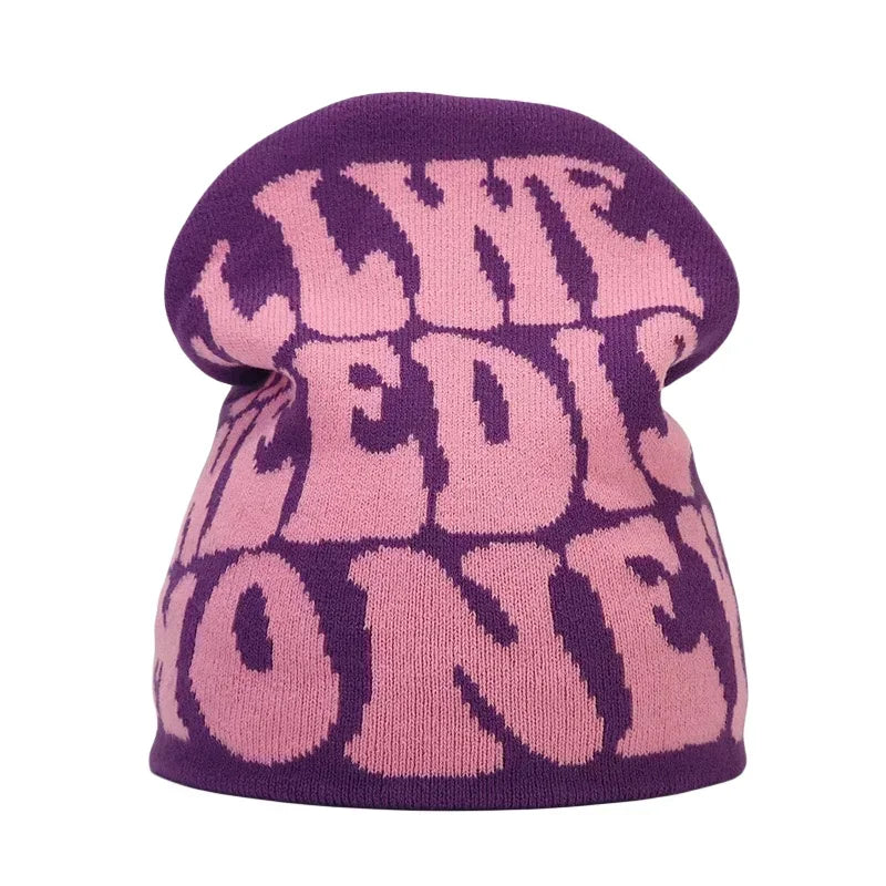 Y2K Letter Knitted Beanie Cap – Unisex Winter Autumn Warm Ski Skullcap, Hip Hop Streetwear Ear Cover Hat for Men & Women