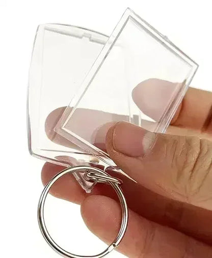 Clear Acrylic Photo Frame Keychains – Blank Rectangle Keyrings for Double-Sided Photos, DIY Supplies (5-100PCS)