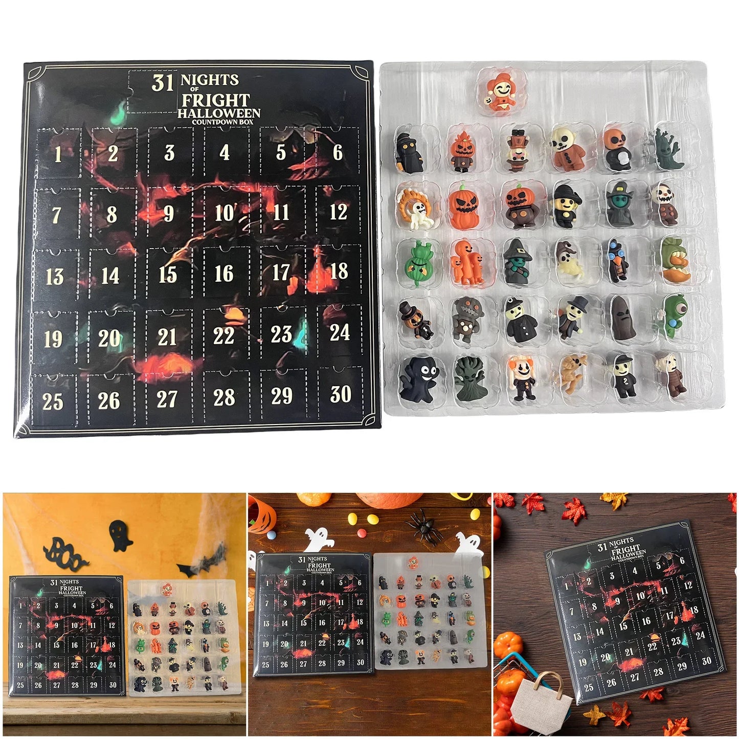 Halloween Advent Calendar - 7/15/31-Day Countdown with Collectible Eerie Figurines Gift Box