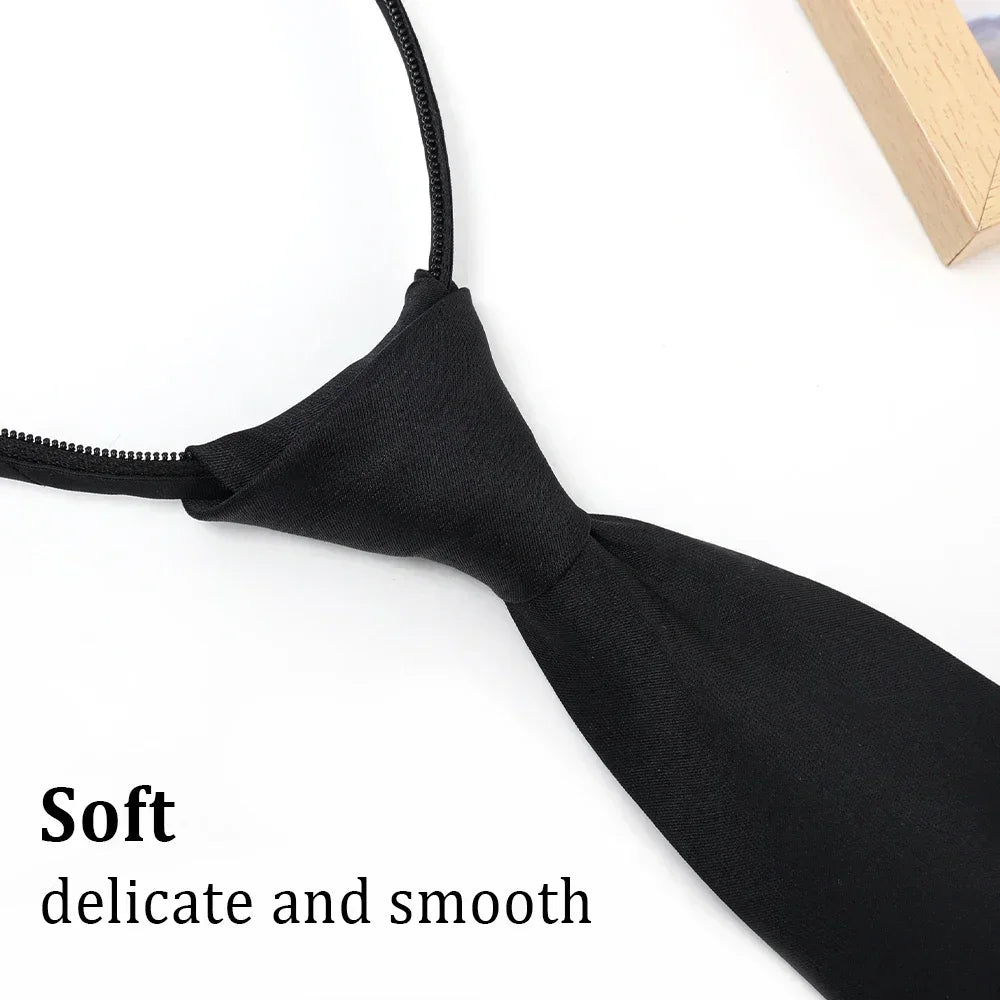 Unisex Black Clip-On Tie – Simple Security Necktie for Uniforms, Suits, Students & Funerals
