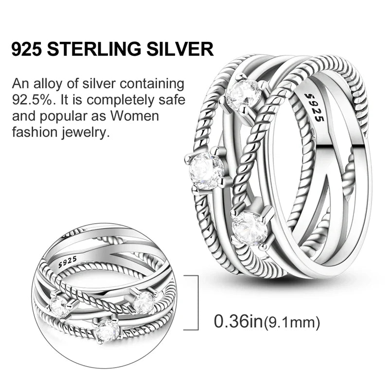 925 Sterling Silver Ring – Infinite Love Star & Moon Design for Women, Wedding Jewelry Gift