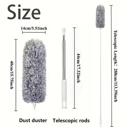 Extendable Microfiber Duster - Retractable Washable Dust Brush for Ceiling & Home Cleaning