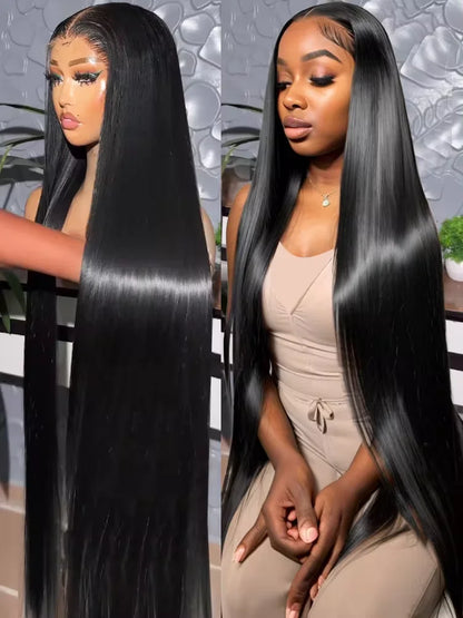 46-50 Inch HD Transparent Lace Front Wig – 13x4 & 13x6 Bone Straight, 200% Density Brazilian Human Hair for Women