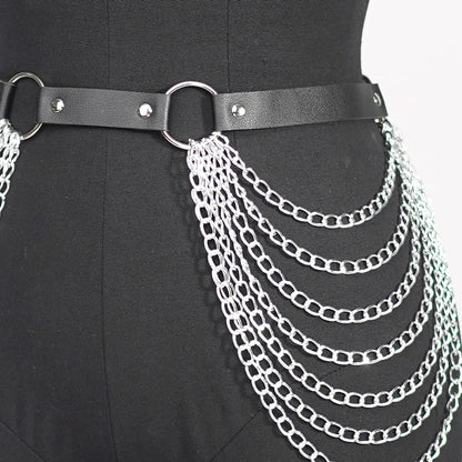 Sexy Women's Leg Chain Harness Garter Belt: Gothic Leather Waist & Thigh Corset Accessory - Enhance Your Gothic Clothing Style