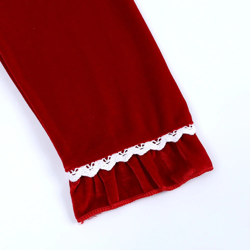 2025 Kids Christmas Pajama Set – Velvet Long Sleeve Sleepwear with Pants