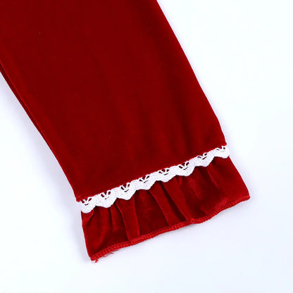 2025 Kids Christmas Pajama Set – Velvet Long Sleeve Sleepwear with Pants