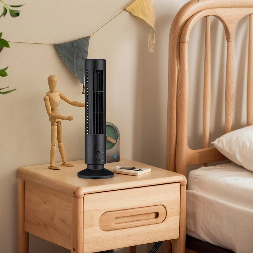 LED Bladeless Tower Fan - Quiet 90° Oscillating USB Portable Desk Fan with Light for Home, Bedroom & Office