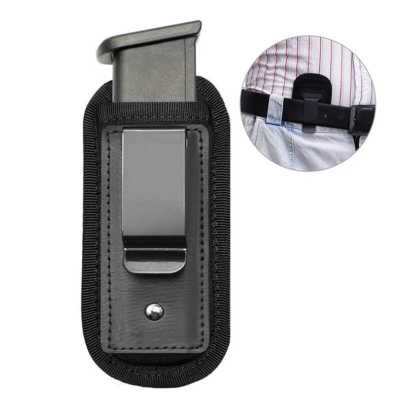 Nylon Magazine Pouch Holster for 9mm Pistols – Concealed Carry Mag Case with Clip for Glock 19/21, Beretta 92, Handgun Pouch