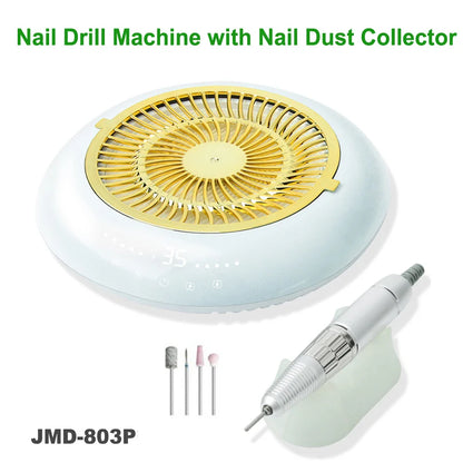 60W 35,000 RPM Nail Drill Machine with Vacuum Cleaner – Reusable Filter, Strong Nail Dust Collector, Professional Manicure Drill