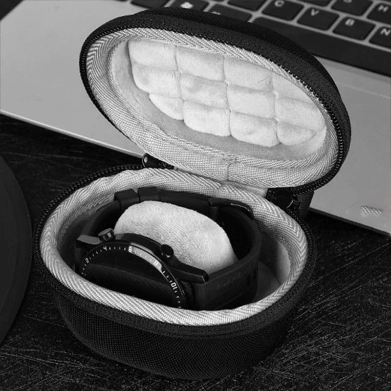 Shock-Resistant Waterproof EVA Watch Storage Box – Portable Single Watch Travel Case with Zipper