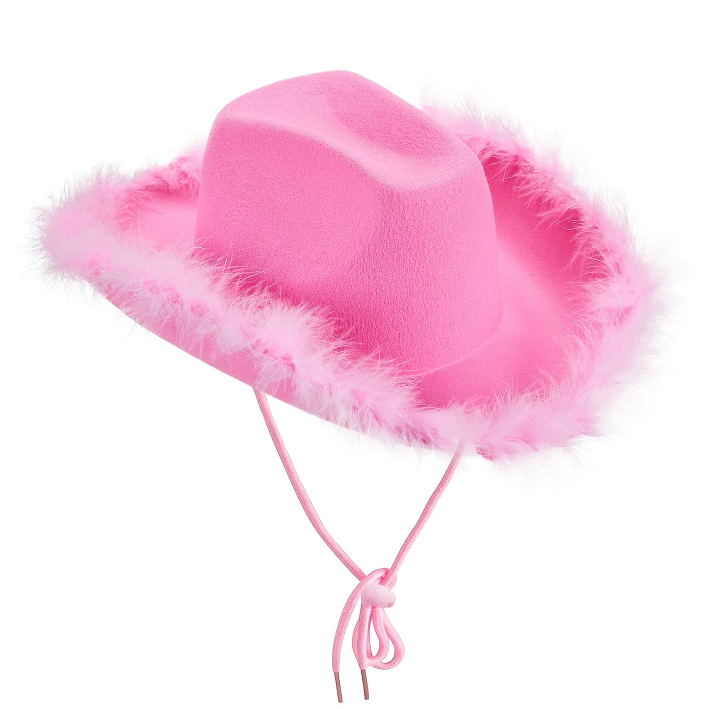 Women's Cowboy Hat – Wide Brim Solid Color with Furry Trim for Parties & Outings