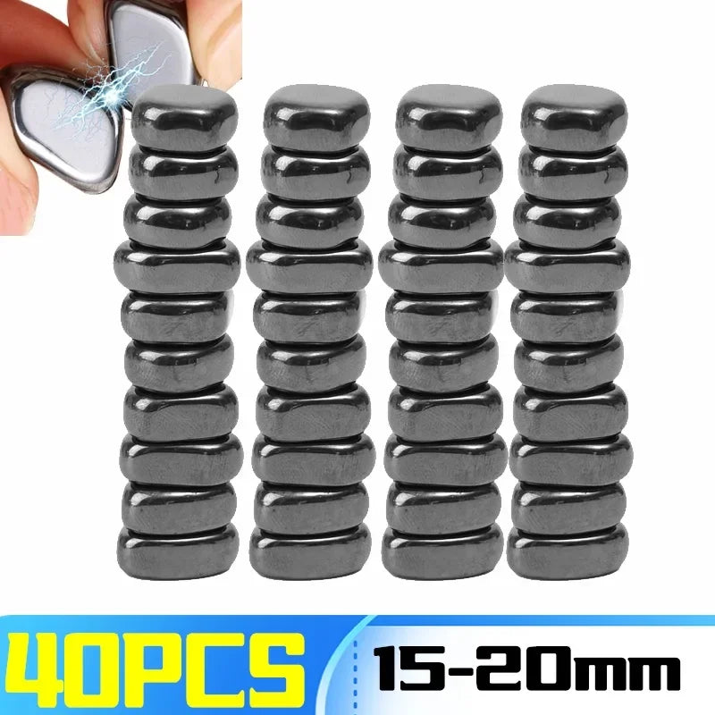 2/60x Irregular Polished Lodestone Magnets – Mini Magnetic Stones for Fridge, Whiteboard, Locker & Office Use