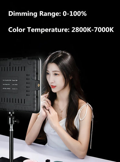 8"/12" LED Video Light Panel Kit – Photography & Streaming Studio Lamp with Tripod Stand for YouTube Live Shoots