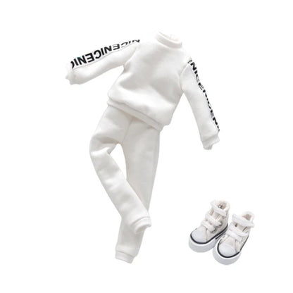 Blythe Doll Clothes – Fashion Tops, Black & White Shirts with Jeans & Plaid Pants for Azone OB22/OB24 Dolls