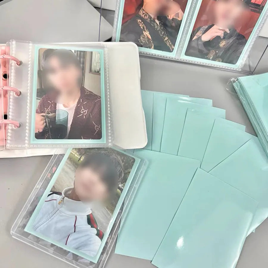 SKYSONIC 50pcs Kpop Card Sleeves - Macaron Color Holder for Holo Postcards, Top Load Film, Photocard, and Game Cards Protector (61x91mm)