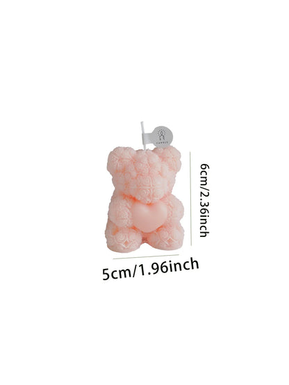 Valentine's Day Scented Candle with Roses & Bears - Perfect for Home Decor & Gift Givin