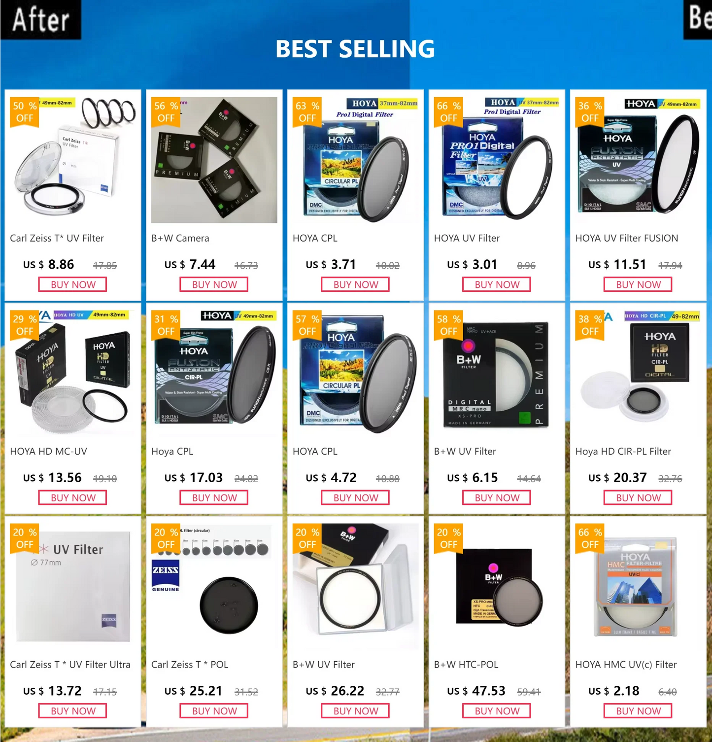 HOYA DMC Pro UV Filter — Slim Frame Multi-Coated Anti-Glare Blue Light Filter for 49mm to 82mm Lenses