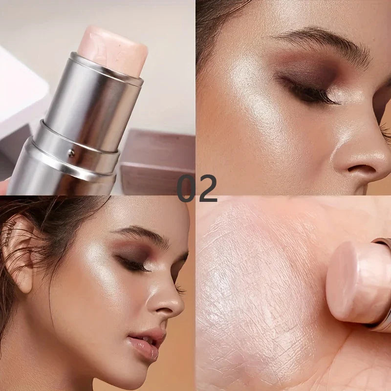 Waterproof Face Highlighter & Blush Stick – Glitter Makeup Cream for Contour, Illuminator, Shimmer & Rouge