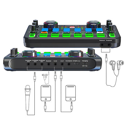 X60 Voice Changer Sound Card – Sound Mixer Board with Multiple Effects for Live Streaming & Music Recording