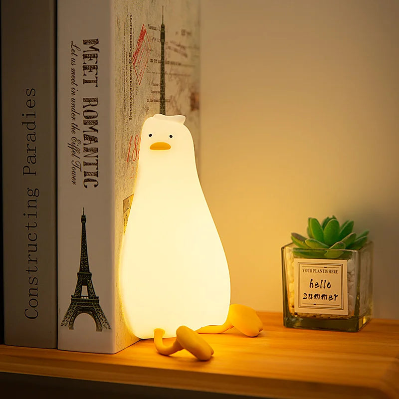 Duck LED Night Light – Rechargeable Pat Silicone Lamp, Cute Cartoon Bedside Nightlight for Kids, Home Decor & Birthday Gift