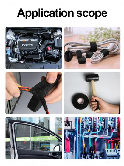 Heat-Resistant Electrical Tape – Waterproof Fabric Cloth Wrap for Auto Wiring, Cable Organizer & Harness Insulation