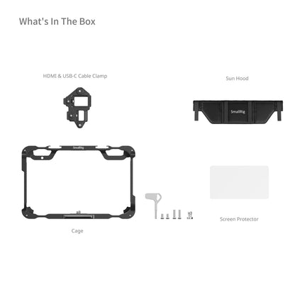 SmallRig Monitor Cage Kit for Atomos Shinobi II – Protective Cage with Sunhood, USB-C Cable Clamp & Screen Protector for Professional Camera Monitor Rig (Model 5030)