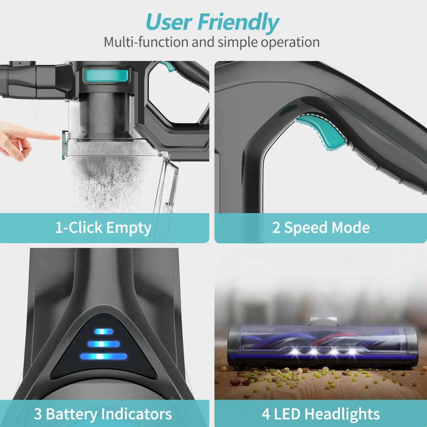 Cordless Stick Vacuum Cleaner – Lightweight, Powerful Suction for Home, Carpet, and Pet Hair