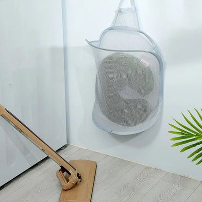 Foldable Dirty Clothes Storage Basket – Wall-Mounted Bathroom Hanging Bag with Frame for Household Laundry
