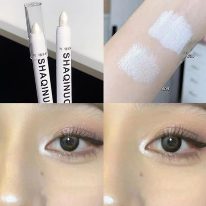 Matte Eyeshadow Stick & White Eyeliner - Shimmer Silver Highlighter Pen