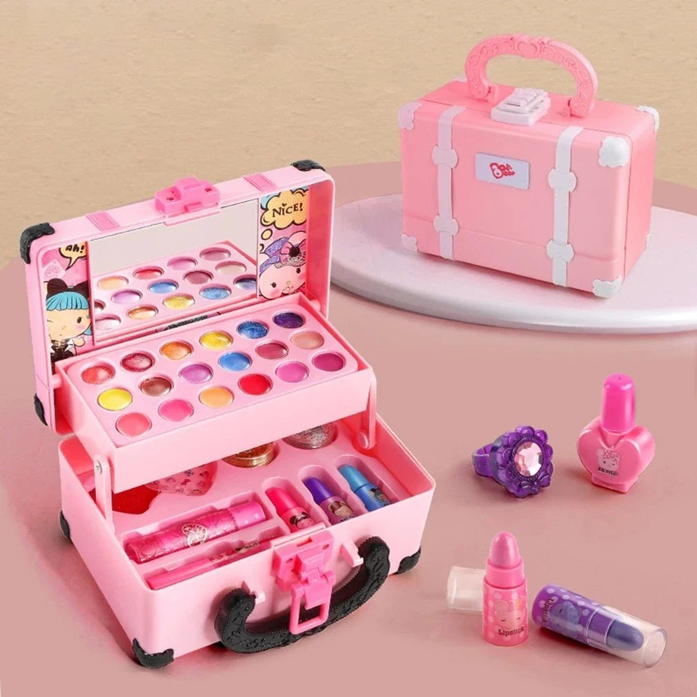 Kids Pretend Makeup Set - Princess Cosmetics Toy Kit with Lipstick & Eyeshadow for Girls