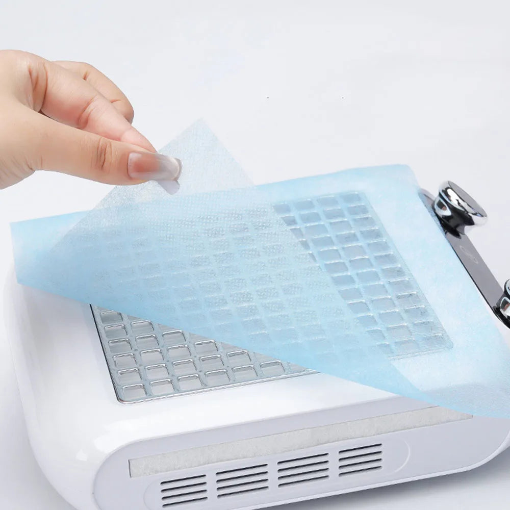 100pcs Disposable Nail Art Vacuum Dust Collector Filter Paper – Pink, Blue & White Manicure Machine Accessories