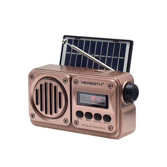 MD-499 Wireless Bluetooth Speaker — Full-Band FM Radio with MP3 Playback, Solar Charging & Emergency Power Function