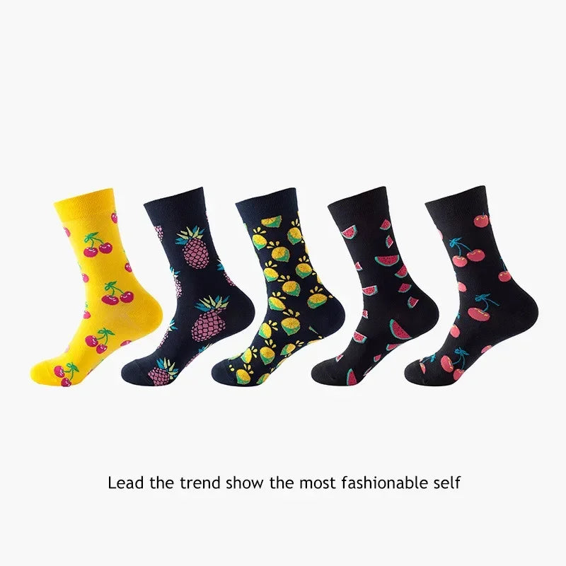 Men's Cotton Dress Socks 5-Pair Pack - Funny Casual Novelty Crew Socks Gift Set