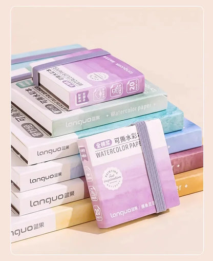 100% Cotton Mini Watercolor Paper Book – 300gsm Tearable Sketchbook Journal for Drawing & Painting