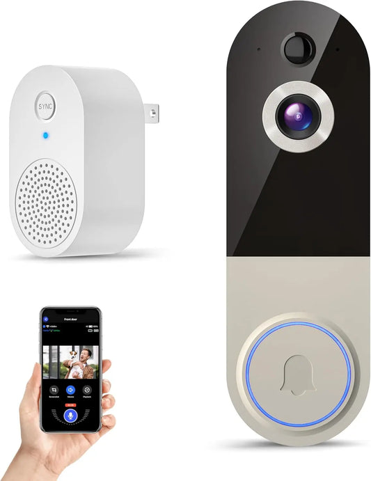 Rechargeable Wireless 1080P Video Doorbell Camera – Night Vision, AI Motion Detection & Cloud Storage