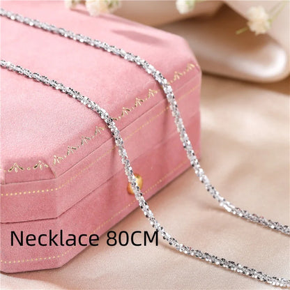 Authentic S925 Sterling Silver Necklace – 2mm Sparkling Collarbone Sweater Chain, Elegant Jewelry Gift for Women