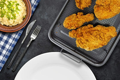 Non-Stick Baking Tray & Frying Pan – Grill Mesh Chips Basket & Baking Dish for Kitchen Use