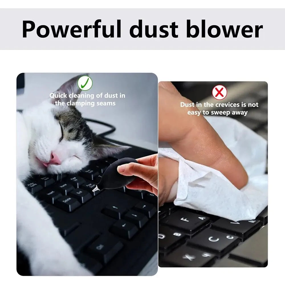 Digital Air Blower for Lens and Computer Cleaning - Black Dust Removal Tool for Cameras, Keyboards, and Clocks