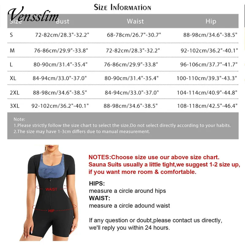 Vensslim Women's Sauna Suit: Sweat Shirt, Slimming Hot Thermo Shapewear for Full Body, Waist Trainer Legging Trimmer Corset