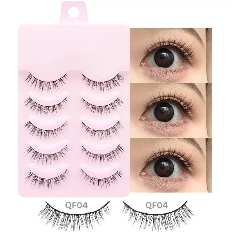 DINGSEN 5 Pairs Manga Style False Eyelashes — Soft, Natural, Long Anime Wispy Strip Lashes for Makeup