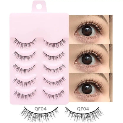 DINGSEN 5 Pairs Manga Style False Eyelashes — Soft, Natural, Long Anime Wispy Strip Lashes for Makeup