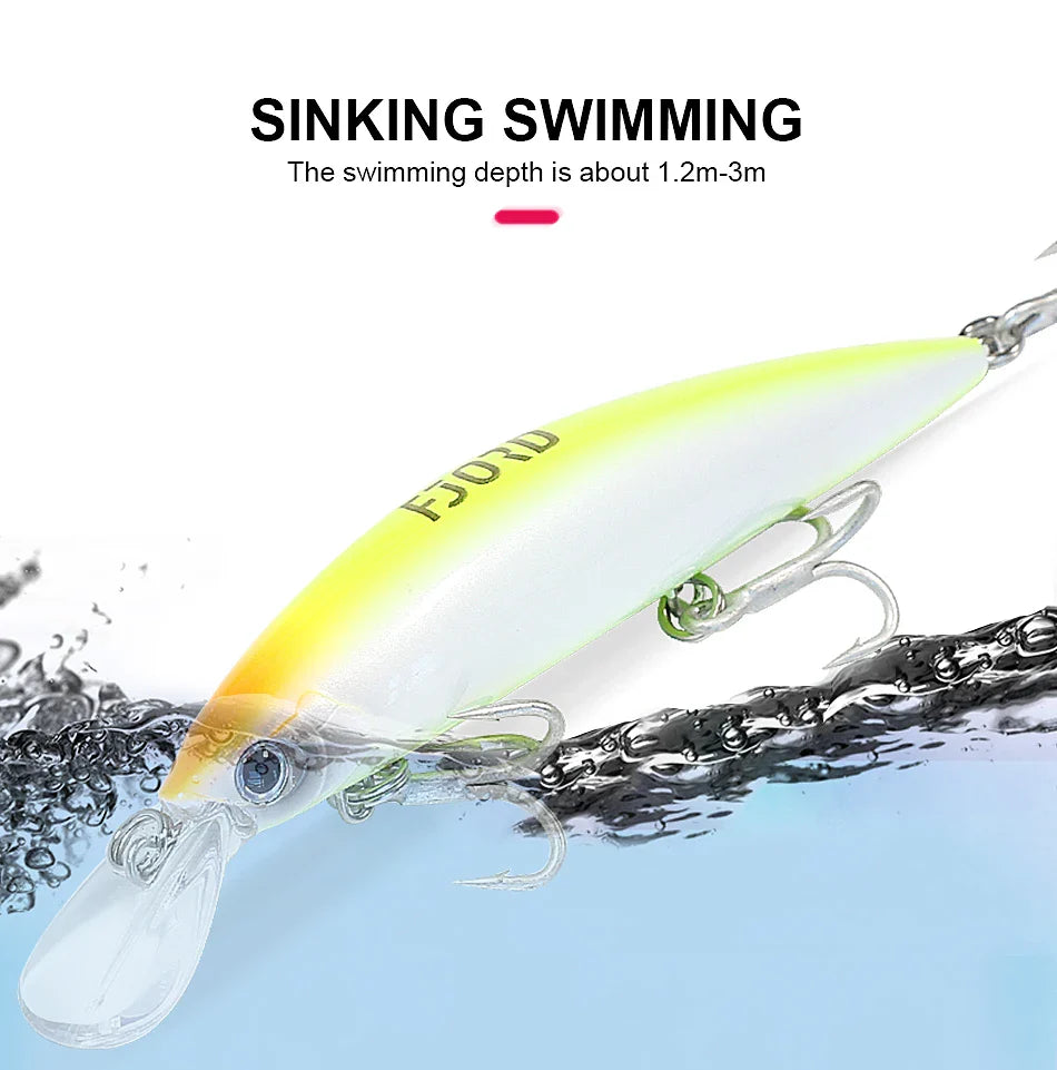 FJORD Heavy Sinking Minnow Fishing Lures – 110S 37g, 90S 29g, 70S 17g Saltwater & Freshwater Jerkbait