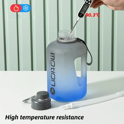 2-Liter Sports Water Bottle with Straw: Large Capacity Fitness Gradient Kettle - Outdoor Plastic Portable Hydration Companion with Scale