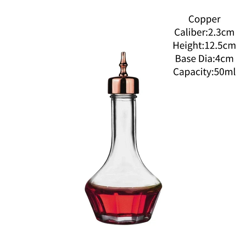 Vintage Glass Cocktail Bitters Bottles — Stainless Steel Cap Seasoning & Bar Accessories for Kitchen & Bartender Use